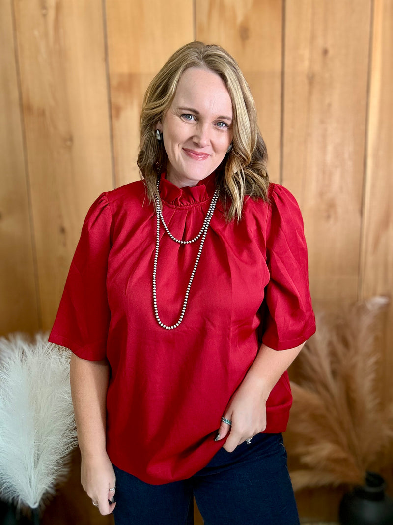 Half Sleeve Top - Red