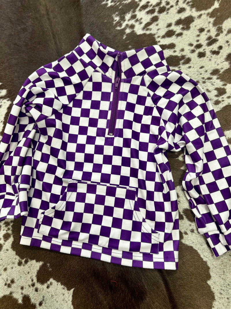 Kids Purple Check Pullover