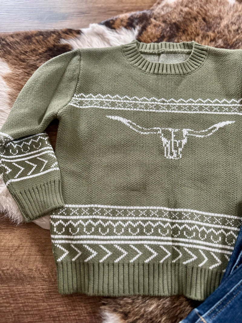 Olive Cow Head Sweater