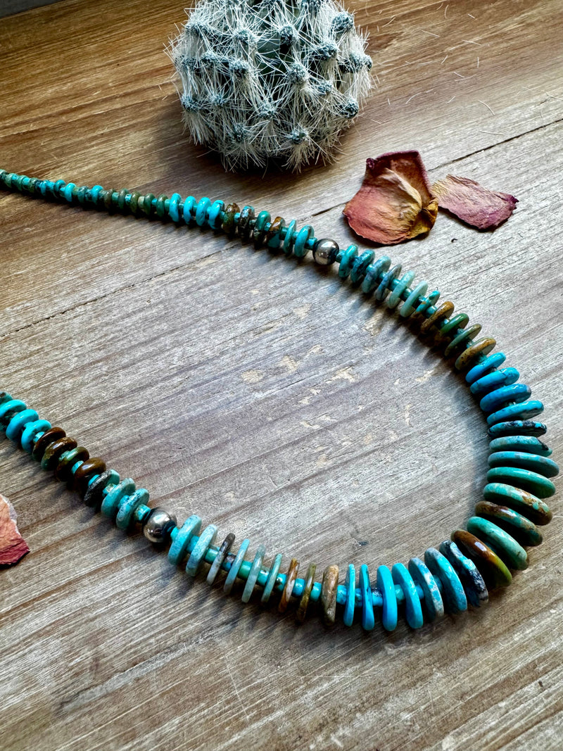 23 inch graduated turquoise necklace tri-color