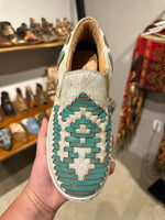 Turquoise Stitched Western Sneaker