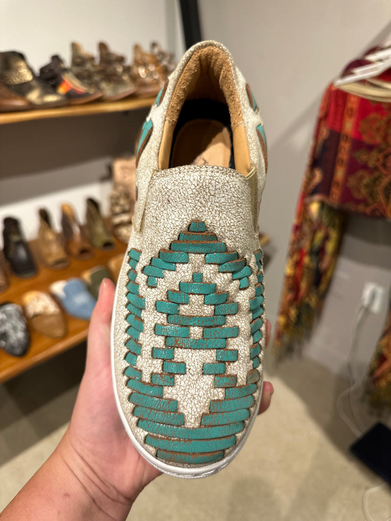 Turquoise Stitched Western Sneaker