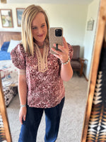 Burgundy Animal Print Top