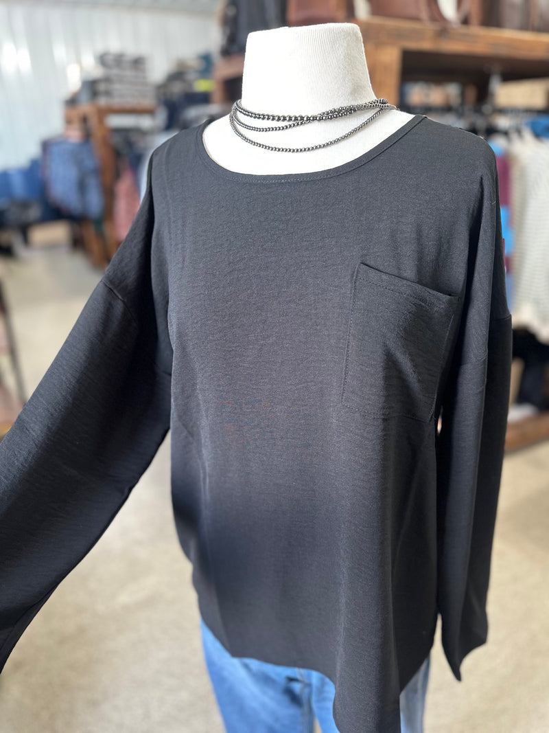 Basic Long Sleeve Top - Black