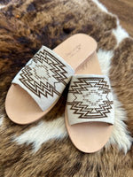 Aztec Cowhide Slides
