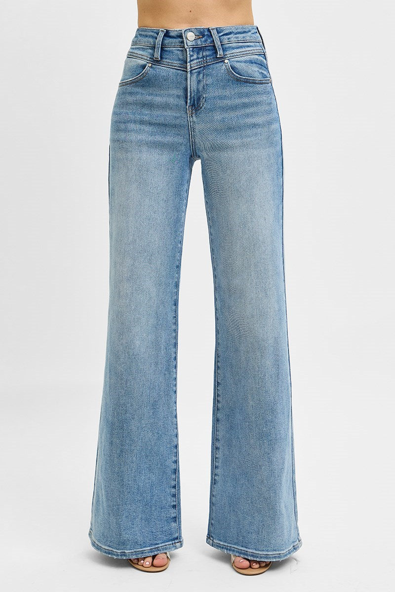 Risen High Rise Wide Front Yoke Jeans