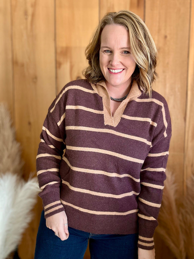 Taupe/Mocha Striped Sweater