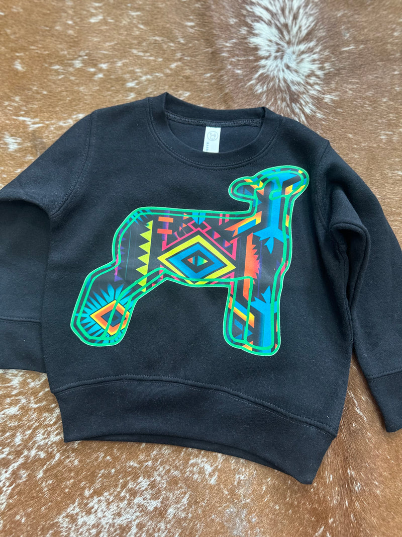 Neon Aztec Lamb Crewneck