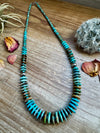 23 inch graduated turquoise necklace tri-color