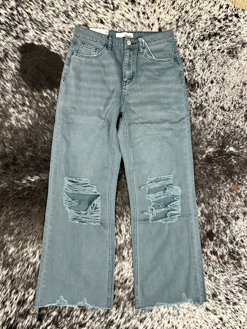 Vervet Distressed Crop Jeans - Balsam