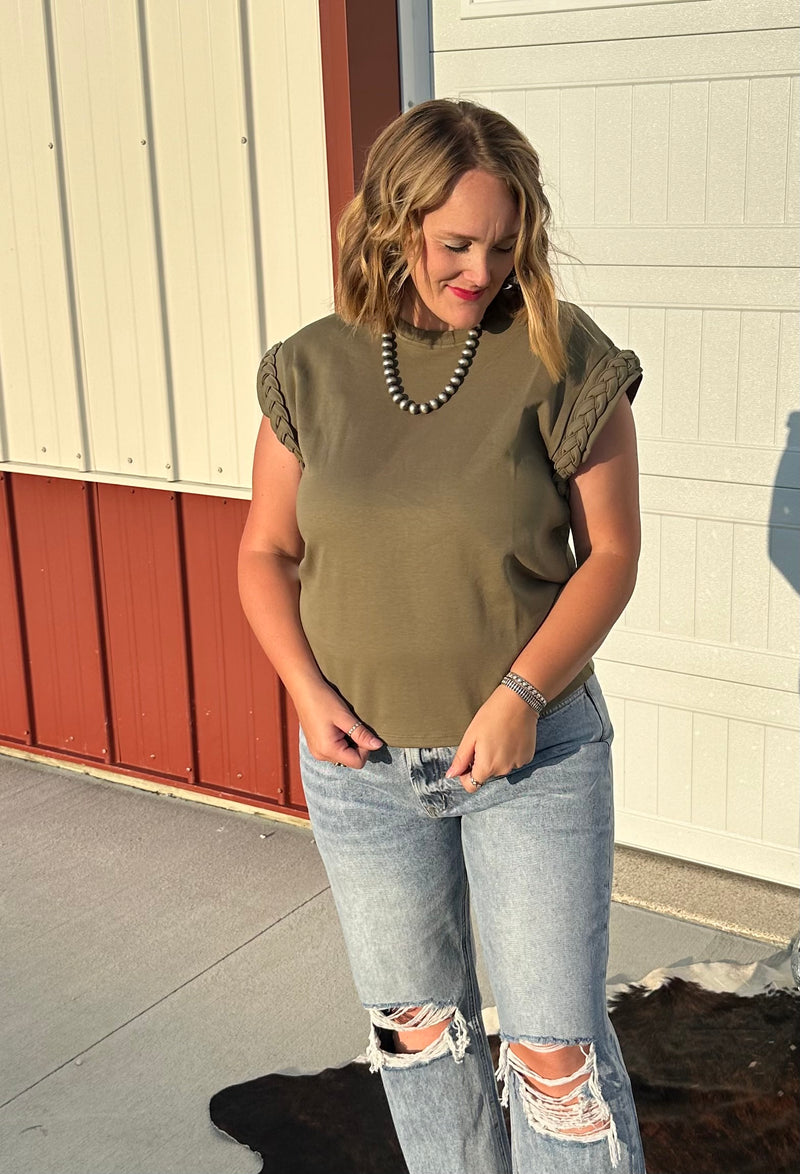 Braided Detail Top - Olive