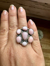 Cluster Ring- Adjustable - Pink opal and sterling silver