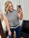 Grey Scalloped Hem Sweater Top