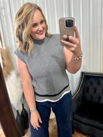 Grey Scalloped Hem Sweater Top