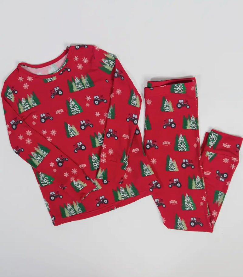 Christmas Red Tractors Bamboo PJ’s