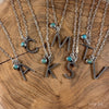 Cable Letter Necklace with Turquoise Stone