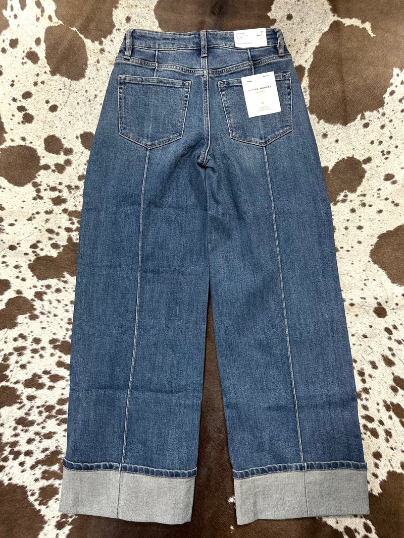 Flying Monkey Wide Leg Front Seam Jeans