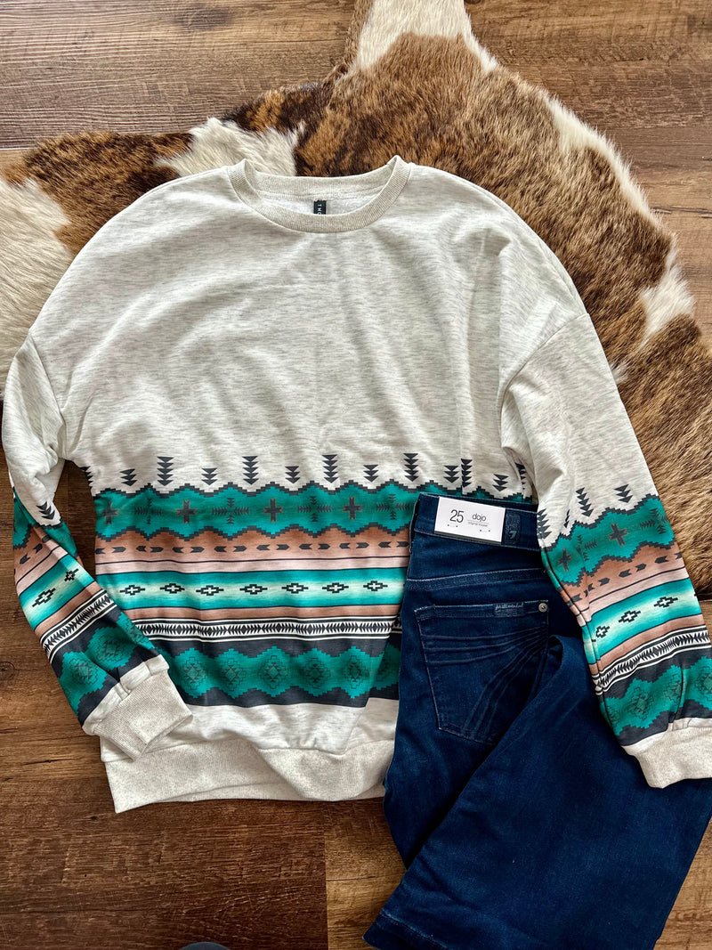 Grey Aztec Detail Sweatshirt