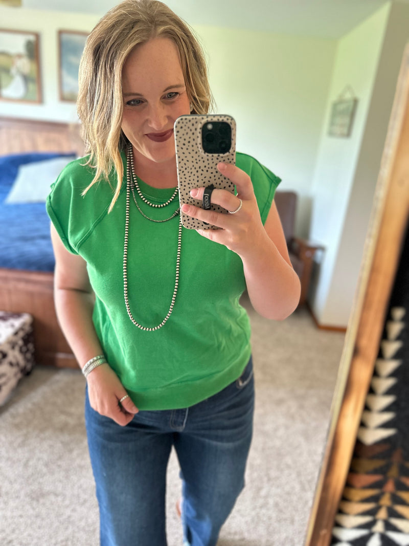 Green Sweatshirt Material Top