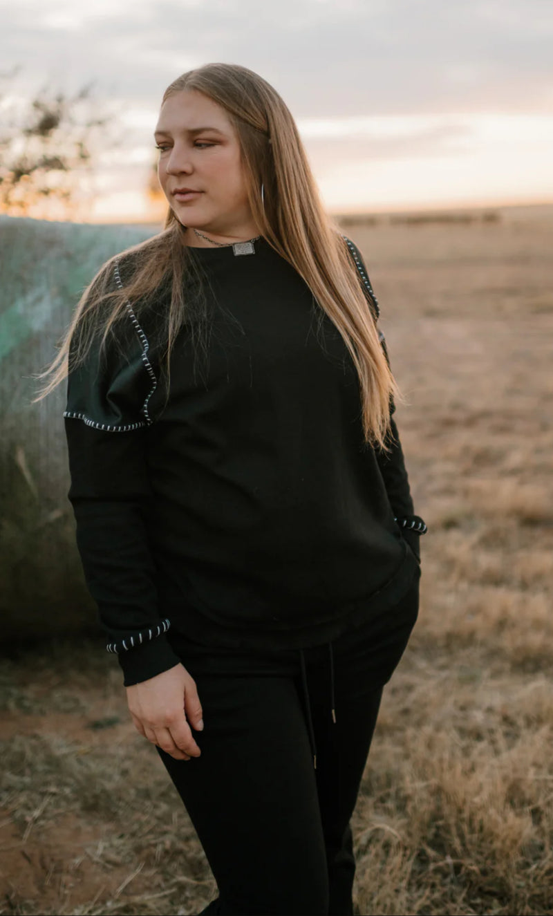 Black Stitched Sweatshirt