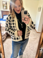 Houndstooth Check Print Cardigan