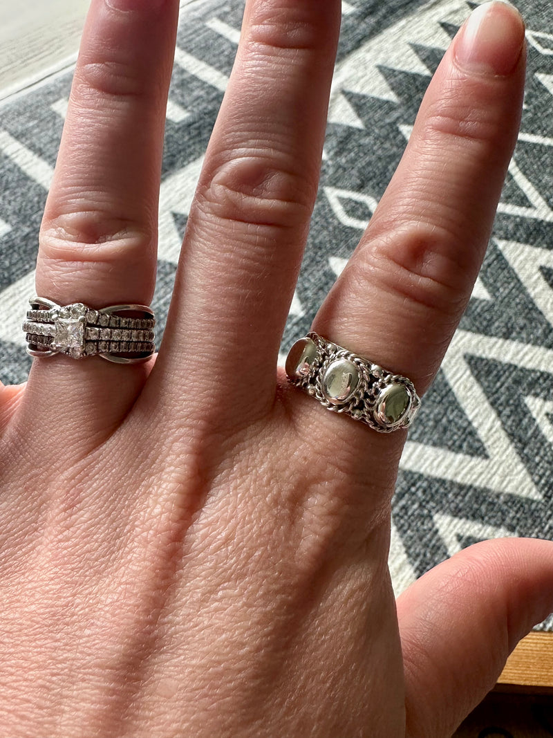 Silver Triple Oval Ring
