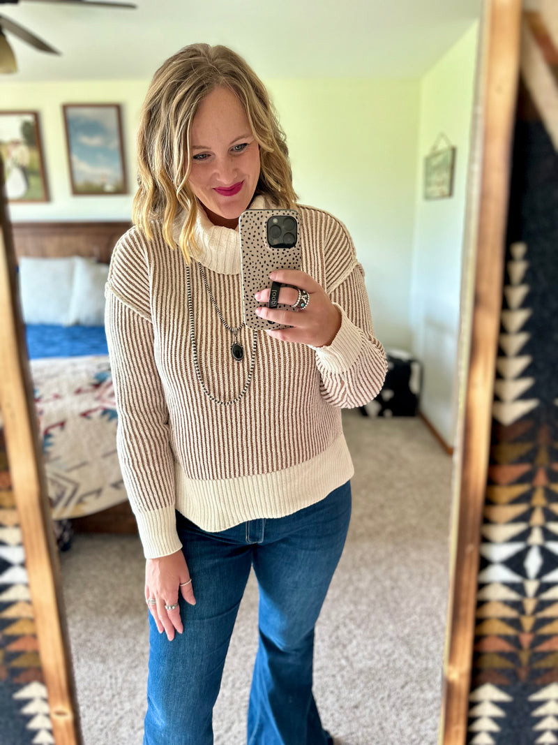 Ribbed Cream/Mocha Sweater