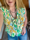 Floral Print Smocked Ruffle Hem Top