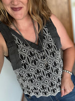 Black Crochet Detail Tank
