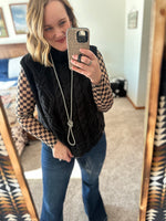 Black/Tan Check Mesh Top