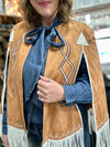 Tan Suede Boot Stitch Embroidered Cape