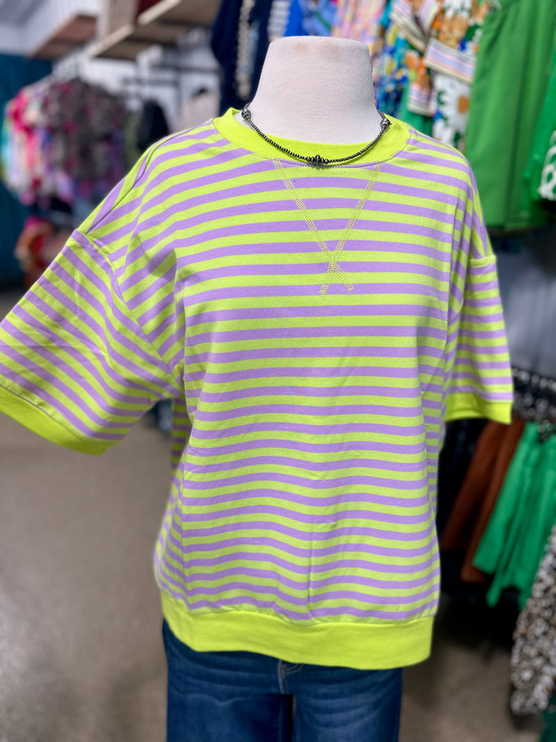 Lime/Lavender Striped Top