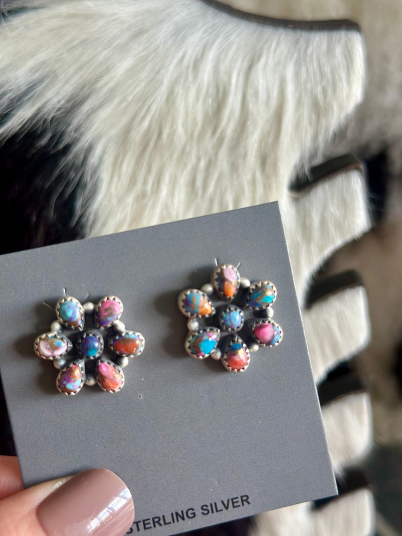 Pink Dahlia Flower Earrings