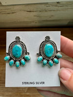 Stud earrings Kingman turquoise and sterling silver