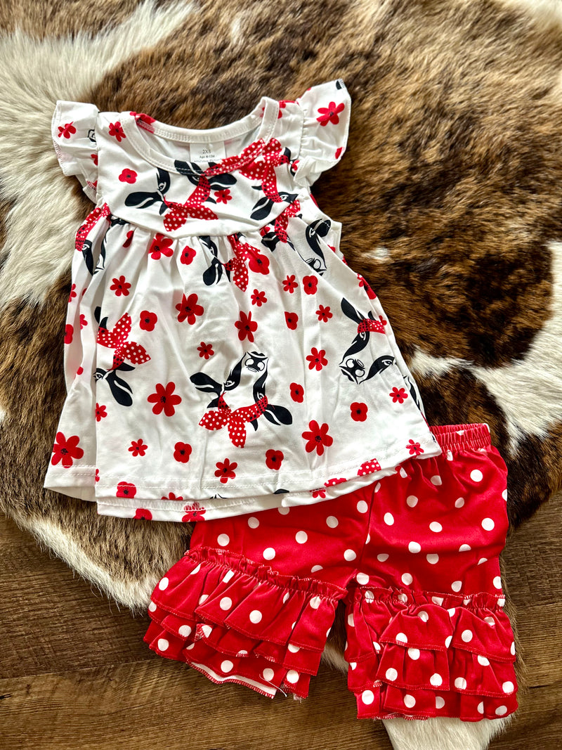 Red Ruffle Cow Set
