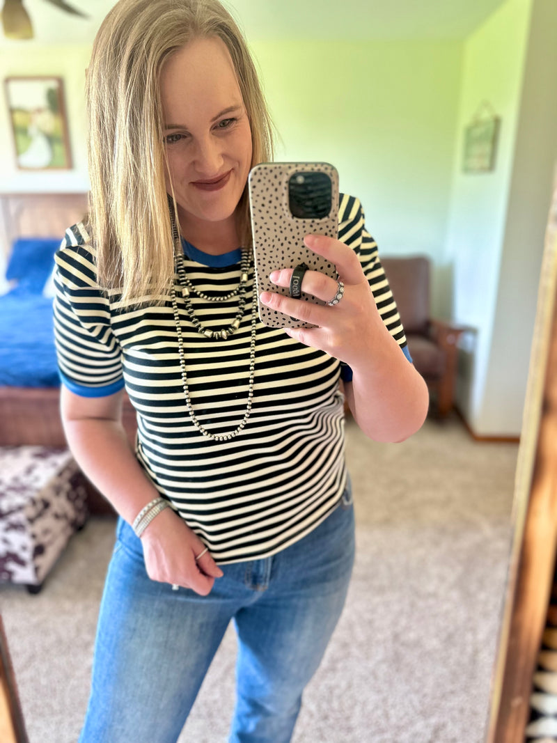 Striped Top - Black/Blue