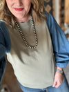 Denim Sleeve Sage Top