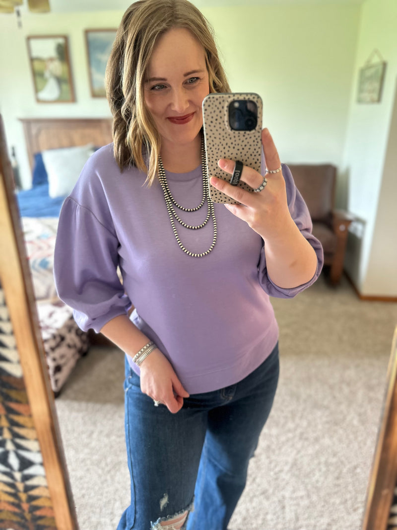 Lavender 3/4 Sleeve Top