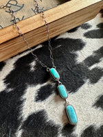 Kingman Turquoise 3 Bar Drop Necklace