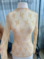 Taupe Lace Mesh Top
