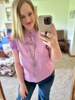 Lavender Poplin Bow Tie Top