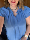 Azure Ruffle Sleeve Top