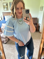 Light Blue Puffed Sleeve Layer Top