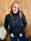 Ribbed Turtleneck Sweater - Black
