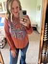 Rust Floral Embroidered Top