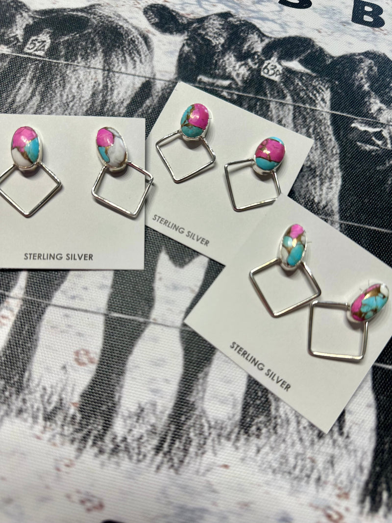Cotton Candy Diamond Hoop Earrings