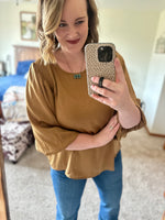 Toffee Satin Balloon Sleeve Top