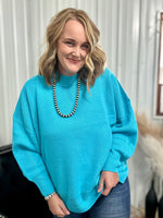 Aqua Mock Neck Sweater