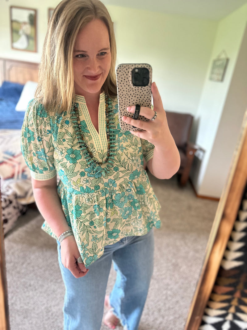 Emerald Floral Top