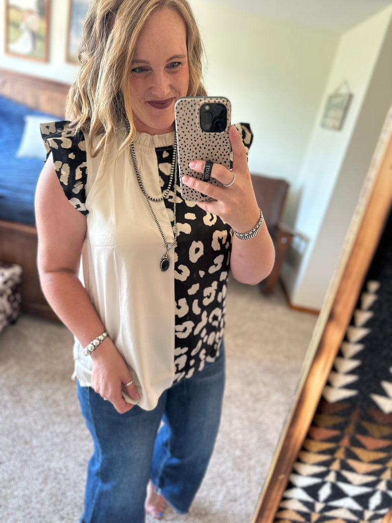 Leopard Combo Top